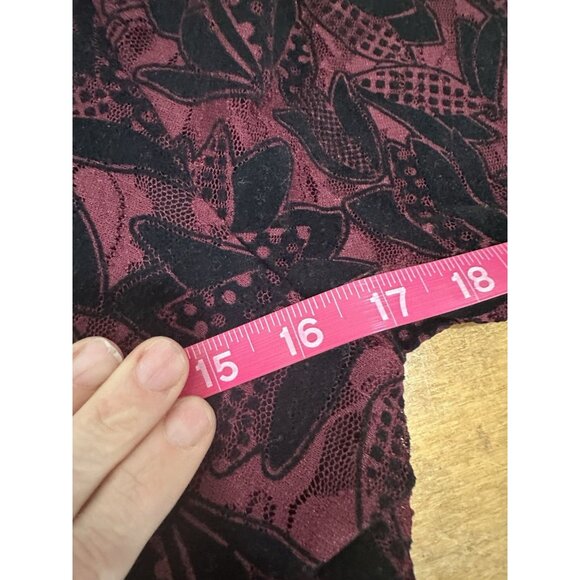 Maeve Elorn lace ruched dress from Anthropologie Sz 12 Burgundy & Black - Picture 6 of 7